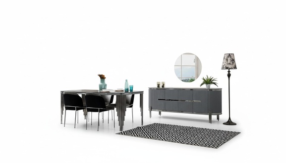 Esszimmer Set Luxus Esstisch Stuhl Gruppe Garnitur Holz Tisch Kommode Set 6tlg.