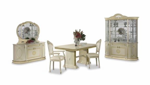 Esszimmer Set Vitrine Esstisch Garnitur Tisch Gruppe 4tlg. Set Komplett Barock