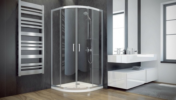 Exclusive Duschkabine Viertelkreis Eckdusche Duschabtrennung Glas Runddusche Neu