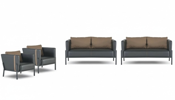 Exklusive Büro Sitzmöbel Designer 2x Polster 2-Sitzer Edle Sessel 4tlg