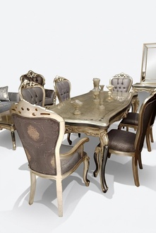 Exquisites Esszimmer Möbel luxuriösen Esstisch + 4x Tisch Stühle Gold