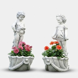Figur Blumenkübel Pflanz Kübel Dekoration Figur Blumentöpfe Garten