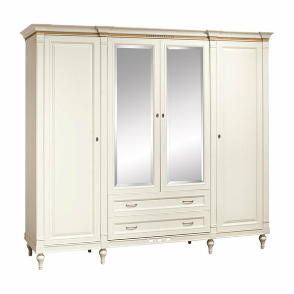Klassischer Schrank Kleiderschrank Massiv Landhaus Großer Spiegelschrank FL-D4