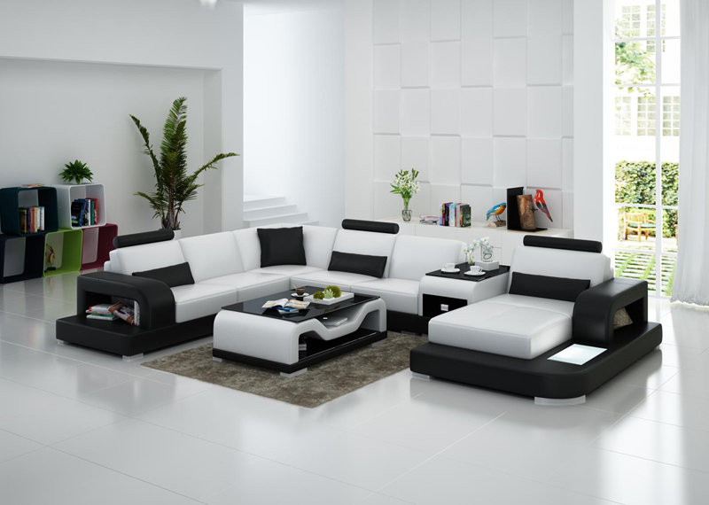Ledersofa Couch Wohnlandschaft Ecksofa Eck Garnitur Design Modern Sofa