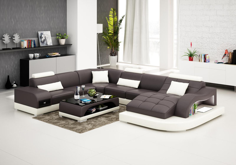 Ledersofa Couch Wohnlandschaft Ecksofa Eck Garnitur Design Modern Sofa