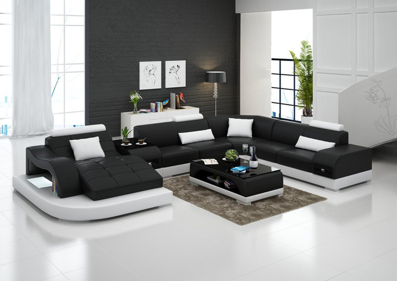 Ledersofa Couch Wohnlandschaft Ecksofa Eck Garnitur Design Modern Neu