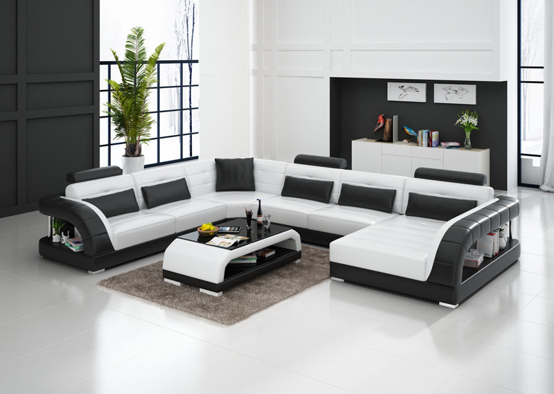 Ledersofa Couch Wohnlandschaft Ecksofa Eck Garnitur Design Modern Sofa