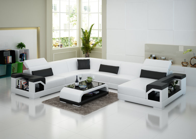 Ledersofa Couch Wohnlandschaft Ecksofa Eck Garnitur Design Modern