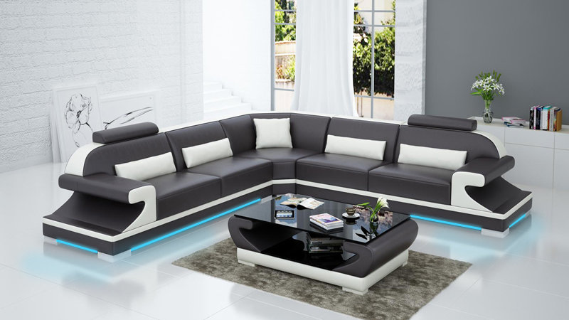 Ledersofa Couch Wohnlandschaft Ecksofa Eck Garnitur Design Modern Sofa