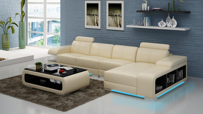 Ledersofa Couch Wohnlandschaft Ecksofa Eck Garnitur Design Modern Sofa