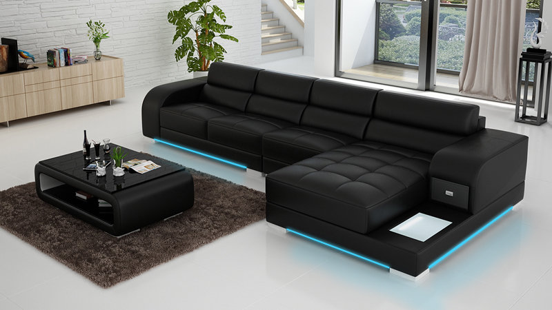 Ledersofa Couch Wohnlandschaft Ecksofa Eck Garnitur Design Modern Sofa