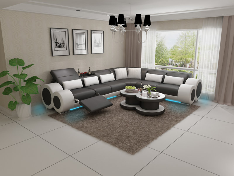Ledersofa Couch Wohnlandschaft Ecksofa Eck Garnitur Design Modern Sofa