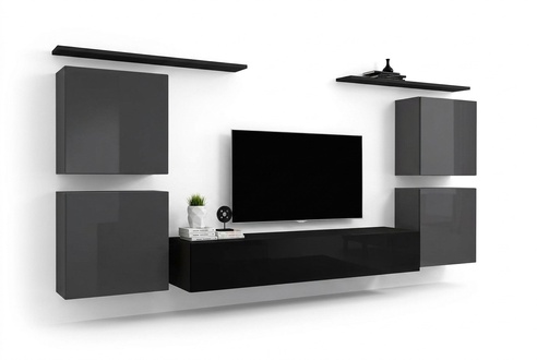 Garnitur 7tlg Wohnwand Luxus Wohnzimmer Set Holz Wandregal Möbel Einrichtung Neu