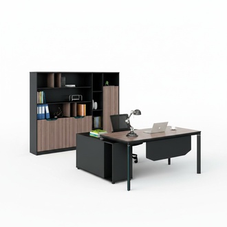 Garnitur Büromöbel Arbeitstisch Büroschrank Schwarz Holz Büro Tisch