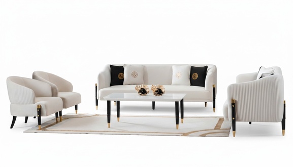 Garnitur Design Sofas Sofa Couch Samt Polster Sitz 3+3+1+1 Sitzer Sofagarnitur