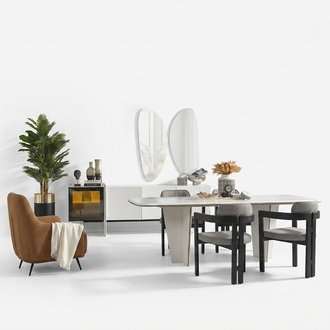 Garnitur Essgruppe Esszimmer Esstisch Luxus Stühle Essecke 7tlg Weiß