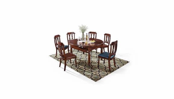Garnitur Komplett Set Esstisch + 6 Stühle Esszimmer Gruppe Holz Tisch