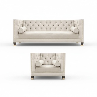 Garnitur Luxus Designer Weiß Sofa Couch Dreisitze Wohnzimmer Sessel 3+1