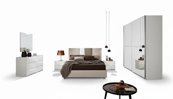 Garnitur Set 6tlg Schlafzimmer Bett Nachttisch Kommode Spiegel Kleiderschrank