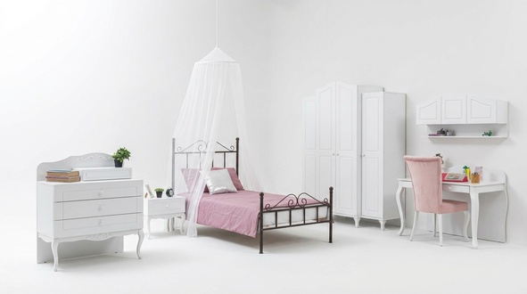 Garnitur Set Bett Nachttisch Kommode Schlafzimmer Jugendzimmer 6tlg. Möbel Neu