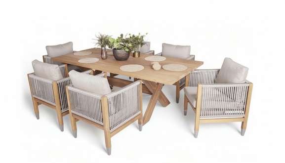 Gartenmöbel Esstisch Stilvoller 6x Stühle Luxuriöse Komplett Set 7tlg