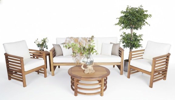 Gartenmöbel Set Komplett Sofa 3 Sitzer 2x Sessel Holz Möbel Couchtisch