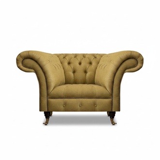 Gelber Chesterfield Einsitzer Wohnzimmer Luxus Polstermöbel 1-Sitzer