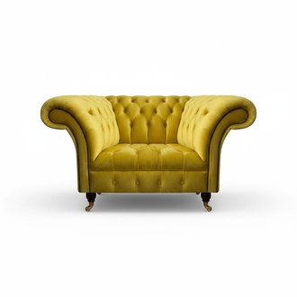 Gelber Chesterfield Sessel Designer Einsitzer Luxuriöser Stoffsessel