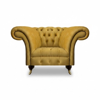 Gelber Chesterfield Sessel Luxuriöse Polstermöbel Moderner Einsitzer