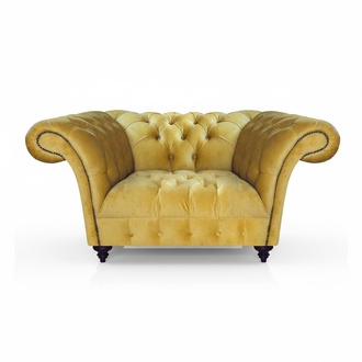 Gelber Luxus Chesterfield Einsitzer Moderner Polstersessel Lehnsessel