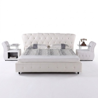 Gepolstertes Designer Bett Schlafzimmer Textil Leder Polster Betten 180x200cm