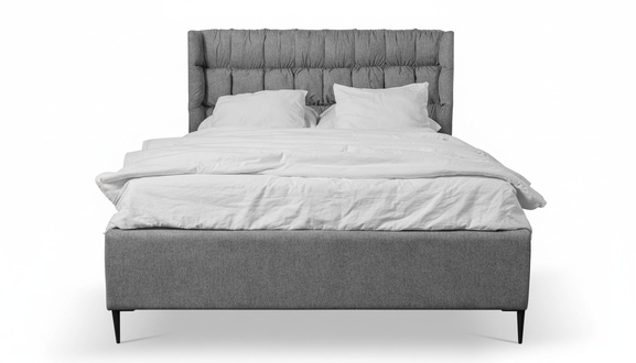 Grau Doppelbett Klassisches Schlafzimmermöbel Design Eleganter Stoff Bett