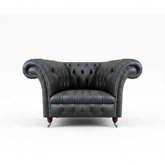 Grau Leder Sessel Wohnzimmer Luxuriöse Moderne Chesterfield Polstermöbel