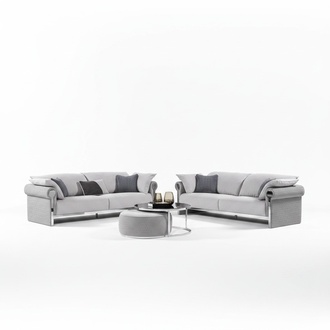 Grau Textil-Sofagarnitur 4+3 Sitzer modern Wohnzimmer Set