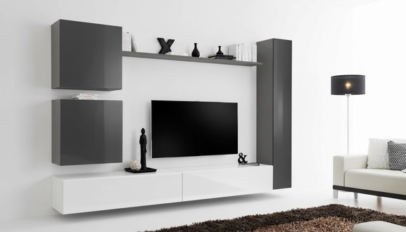 Grau Wandschrank Holzmöbel Modernes Schrank Sideboard Wandschrank Neu