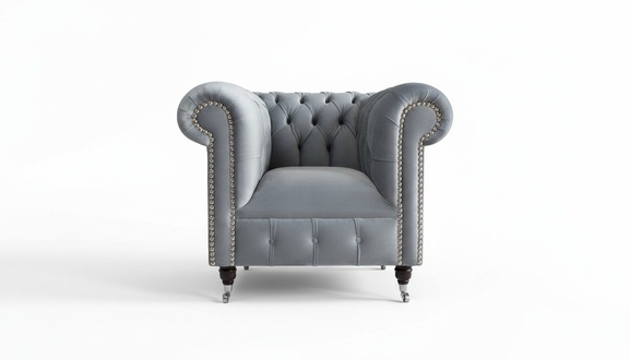 Graue Luxus Fernseh Relax Chesterfield Club Sessel Chesterfield Lounge