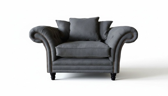 Grauer Chesterfield Design Sessel Couch Polster Luxus Textil Couchen 1 Sitzer