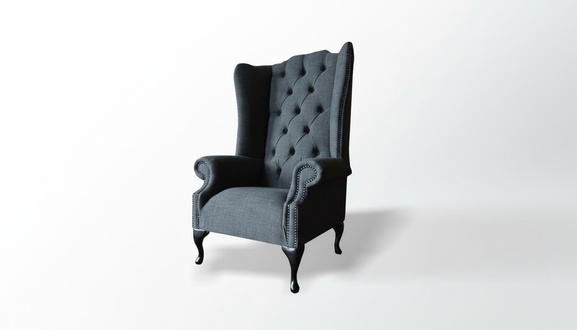 Grauer Sessel Chesterfield Design Polster Sofa Couchen Sofas Textil Möbel Neu