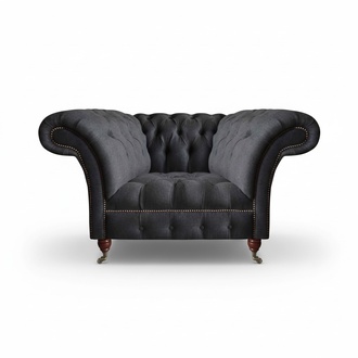Grauer Textilsessel Wohnzimmer Sitzmöbel Moderner Chesterfield Sessel