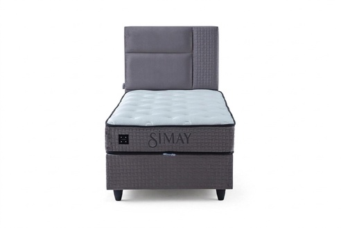 Graues Einzelbett Einfarbiges Schlafzimmer Bett Rechteckiges Neues Bett
