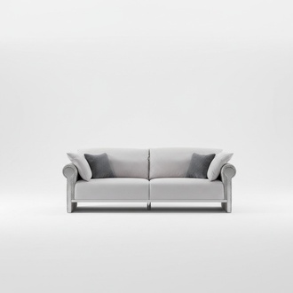 Graues Holz-Textil 2-tlg. Wohnzimmer-Set mit Sofa und Couchtisch