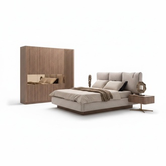Graues Holzbett im eleganten Design für stilvolles Schlafzimmer
