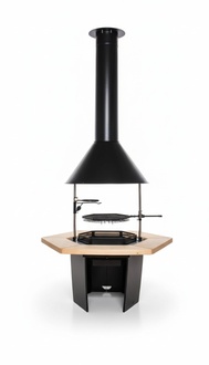 Grill mit umlaufendem Tisch Grillkota Zuberhör Schornstein 2 Roste Gartengrill