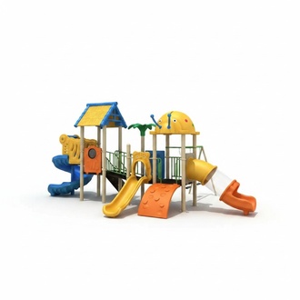 Großer Kinderspielplatz bunte Rutschen Geräumigkeit Turm Outdoor
