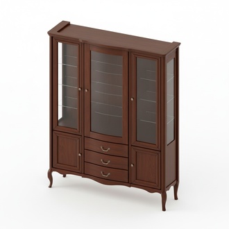 Großer Schrank Massiv Echtholz Rustikal Klassische Vitrine Vitrinenschrank PR-W3