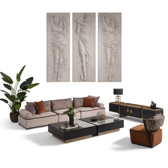 Großes Garnitur Wohnzimmer Stoffsofa Sessel Grau Set 5tlg Couch Tische
