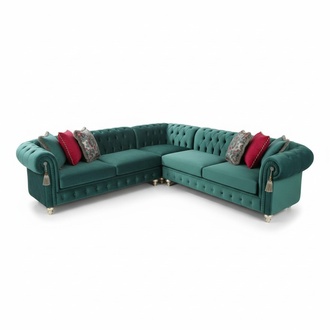 Grüne Chesterfield Textil Sofa Designer Couch Polster Sofas Couchen
