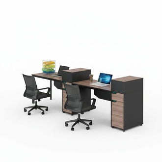 Gruppe Bürotisch Arbeitstisch Schreibtisch für 2 Personen Holz Schwarz