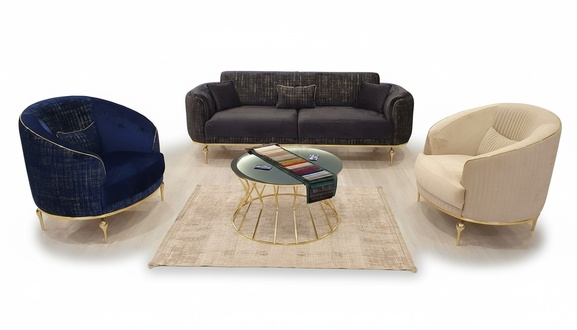 Gruppe Set Sofagarnitur 3+1+1 Sitzer 3tlg. Möbel Sofas Sessel Luxus