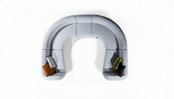 Halbrundes Wohnzimmer U-Form Sofa Designer Möbel Textil Ecksofas Stilvoll